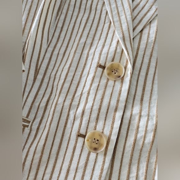 Lafayette 148 New York Carmel Striped Cotton Blazer Jacket Size 8 - Picture 6 of 14